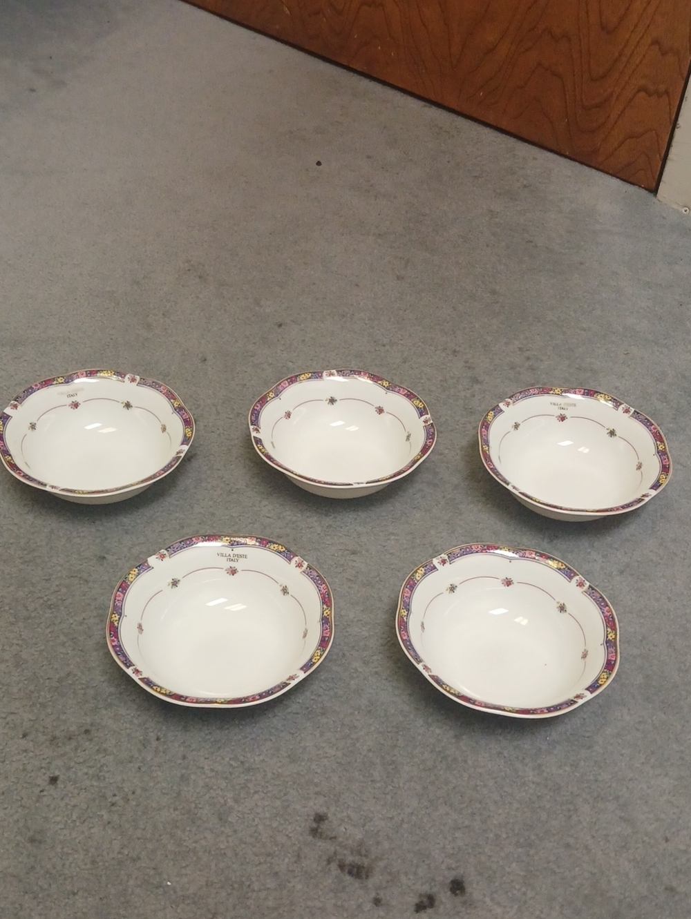 Villa D'este White and Purple Decorative Bowls - Set of 5